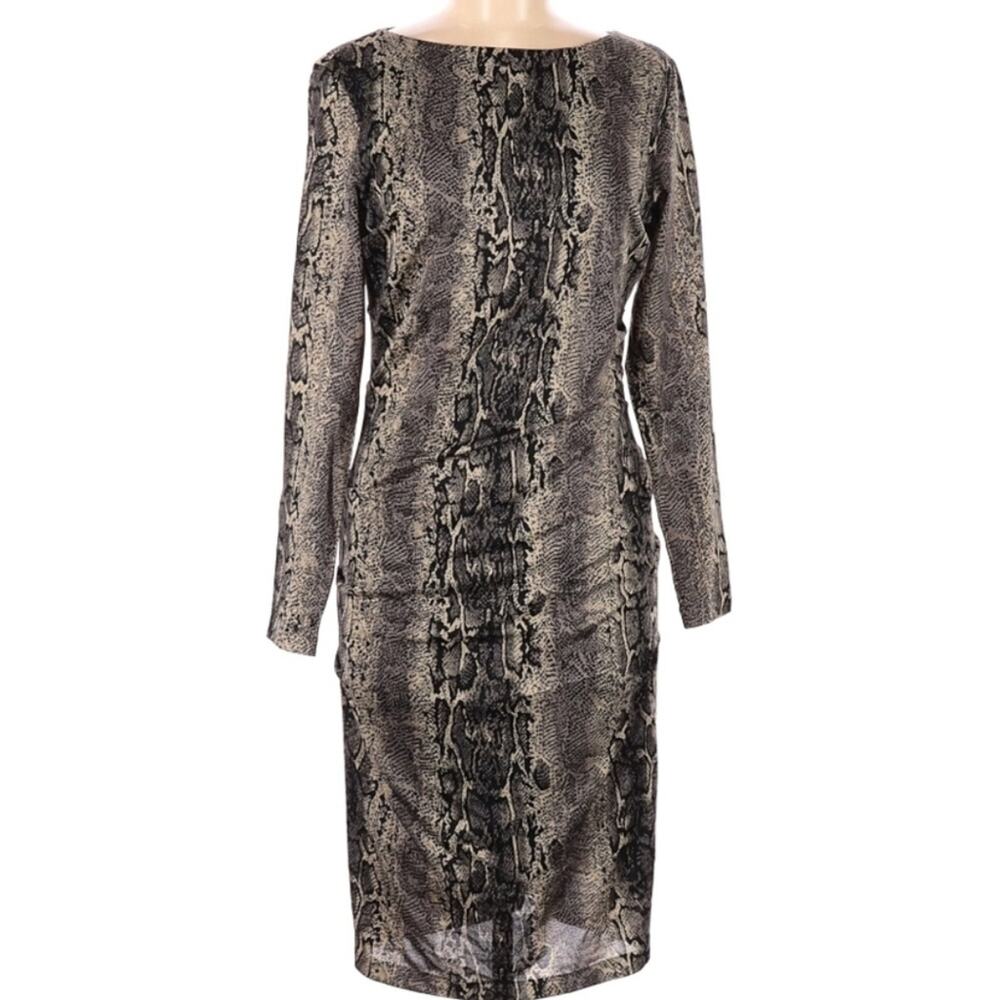 PHILOSOPHY Republic Snakeskin Print Bodycon Dress Ruched Side Back Night Out - Picture 2 of 16